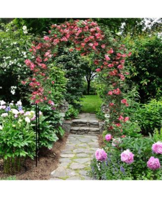 Garden Arch Arbor Trellis with Gate Patio Plant Stand Archway-Black