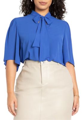 Women's Bow Blouse With Flutter Sleeve