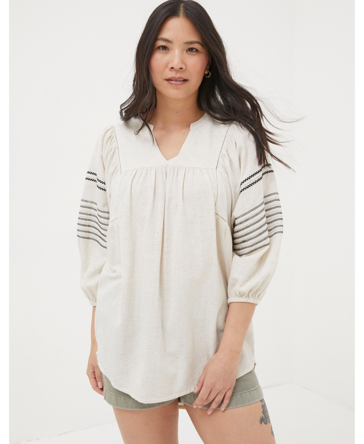 Women's Tory Embroidered Tunic - Oatmeal