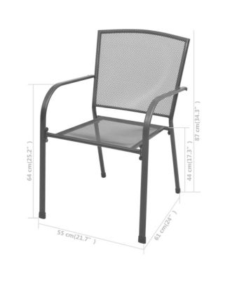 Stackable Patio Chairs 2 pcs Steel Gray