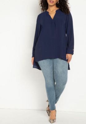 Women's Plus Size Mandarin Collar Tunic