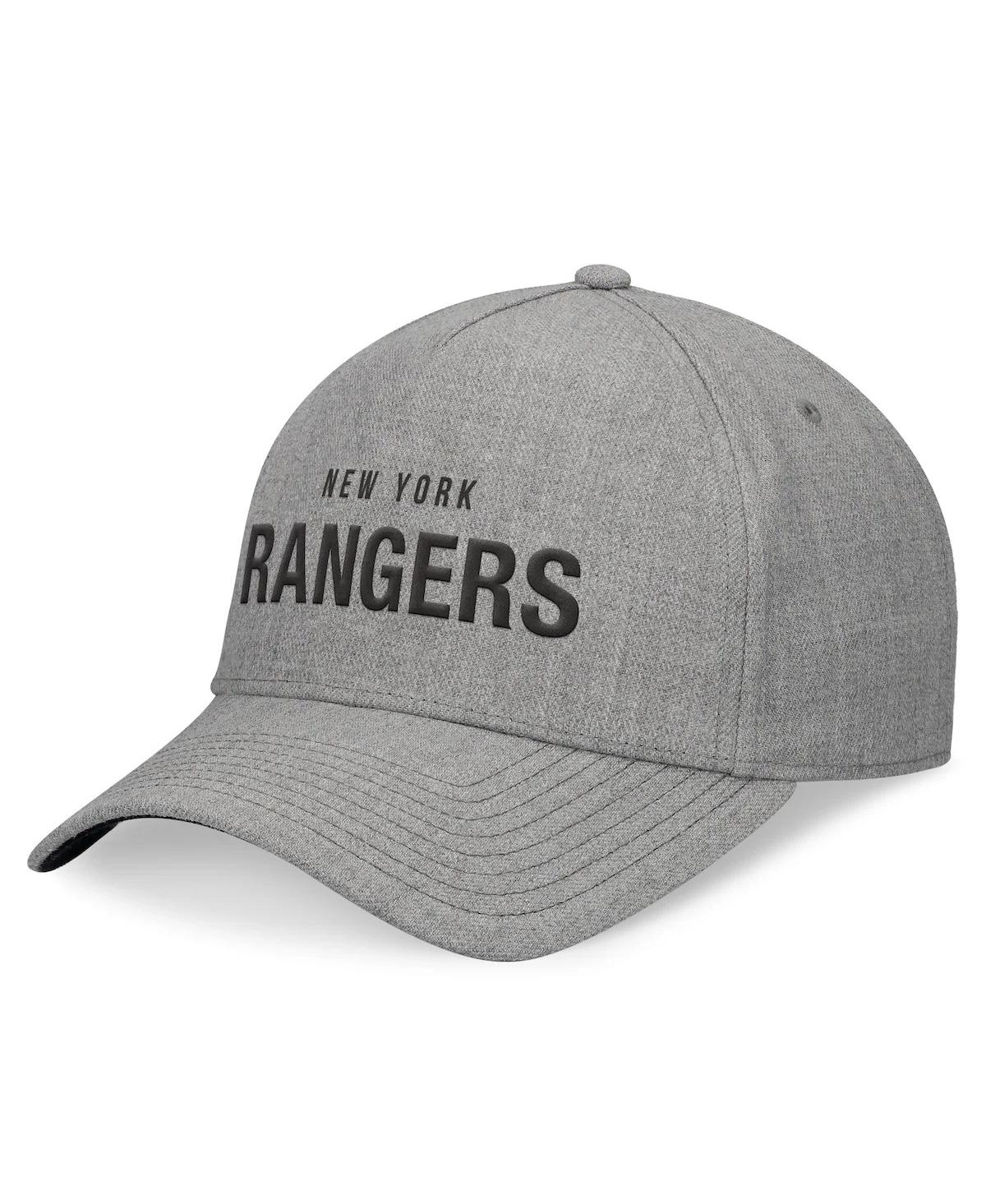 Men's Heather Gray New York Rangers Elements A-Frame Leather Strapback Hat - Heather Gray