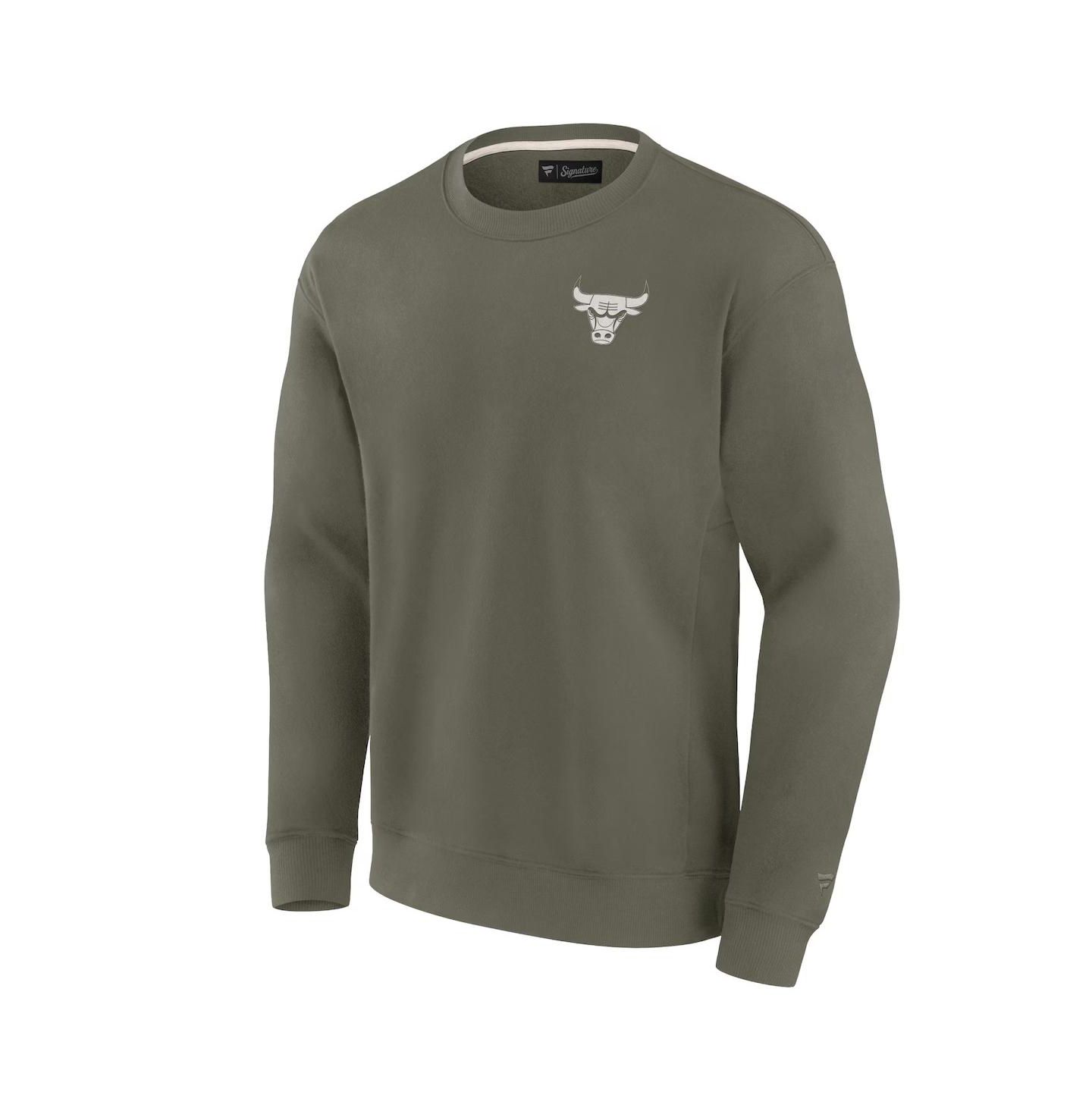 Толстовка Fanatics Signature Olive Chicago Bulls Super Soft Pullover Crew — фото 2