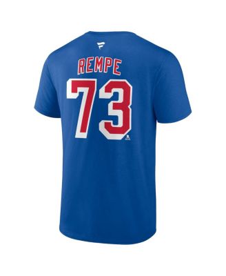 Men's  Matt Rempe Blue New York Rangers Authentic Stack Name Number T-Shirt