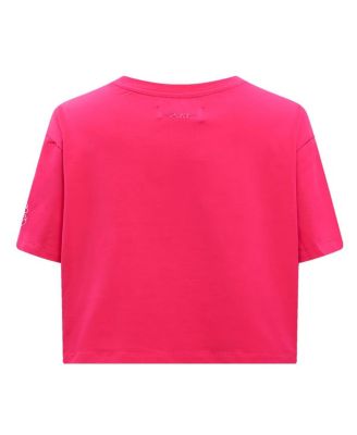 Women's Pink Chicago Cubs Triple Pink Boxy Cropped T-Shirt