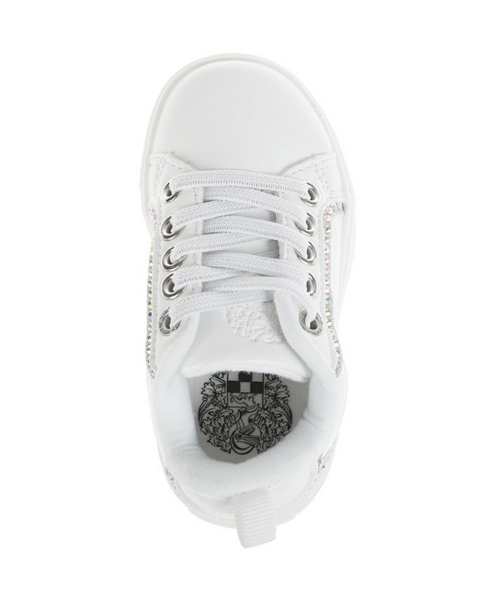 Vince Camuto Toddler Girl #39 s Court Sneaker with Glitter Embossed Crest Vince Camuto Toddler Girl #39 s Court Sneaker with Glitter Embossed Crest