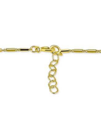 Onyx Dangle Cylinder Link Ankle Bracelet in 18k Gold-Plated Sterling Silver, Created for Macy's