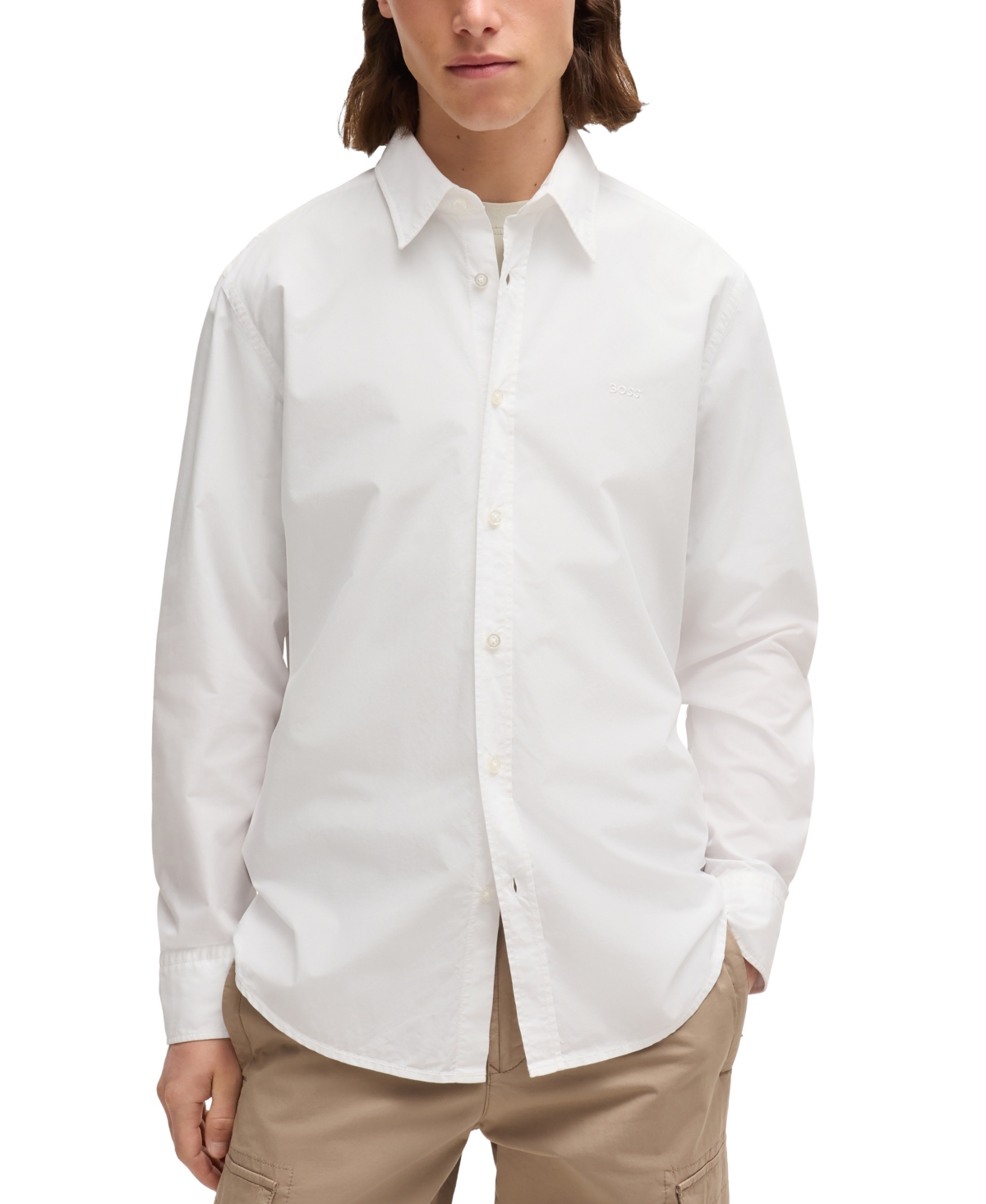 Shop Hugo Boss Boss By  Men's Regular-fit Dress Shirt In White
