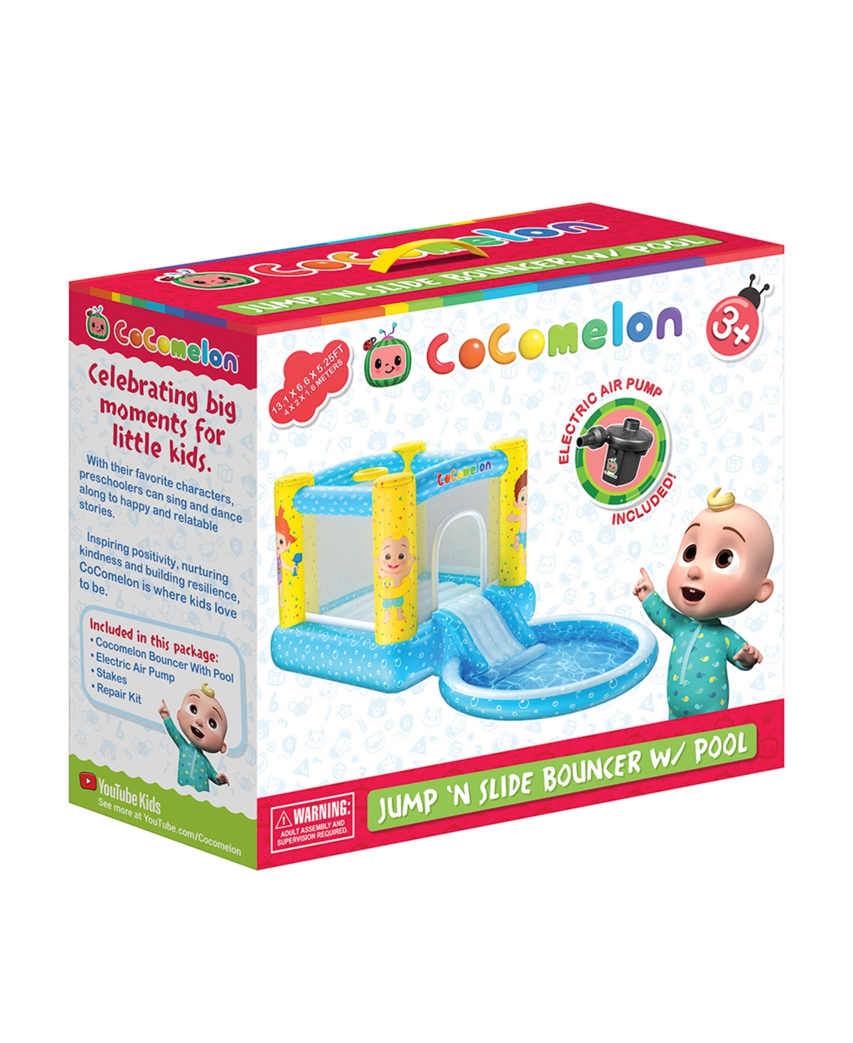 World Tech Toys Moonbug Cocomelon Inflatable Bouncer With Slide Pool In Multi