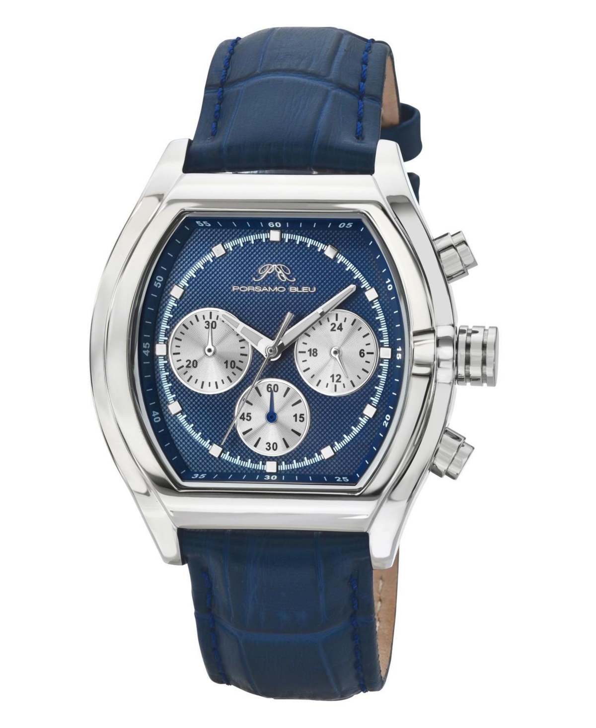 Roman Genuine Leather Silver Tone & Blue Men's Watch 1292EROL - Blue