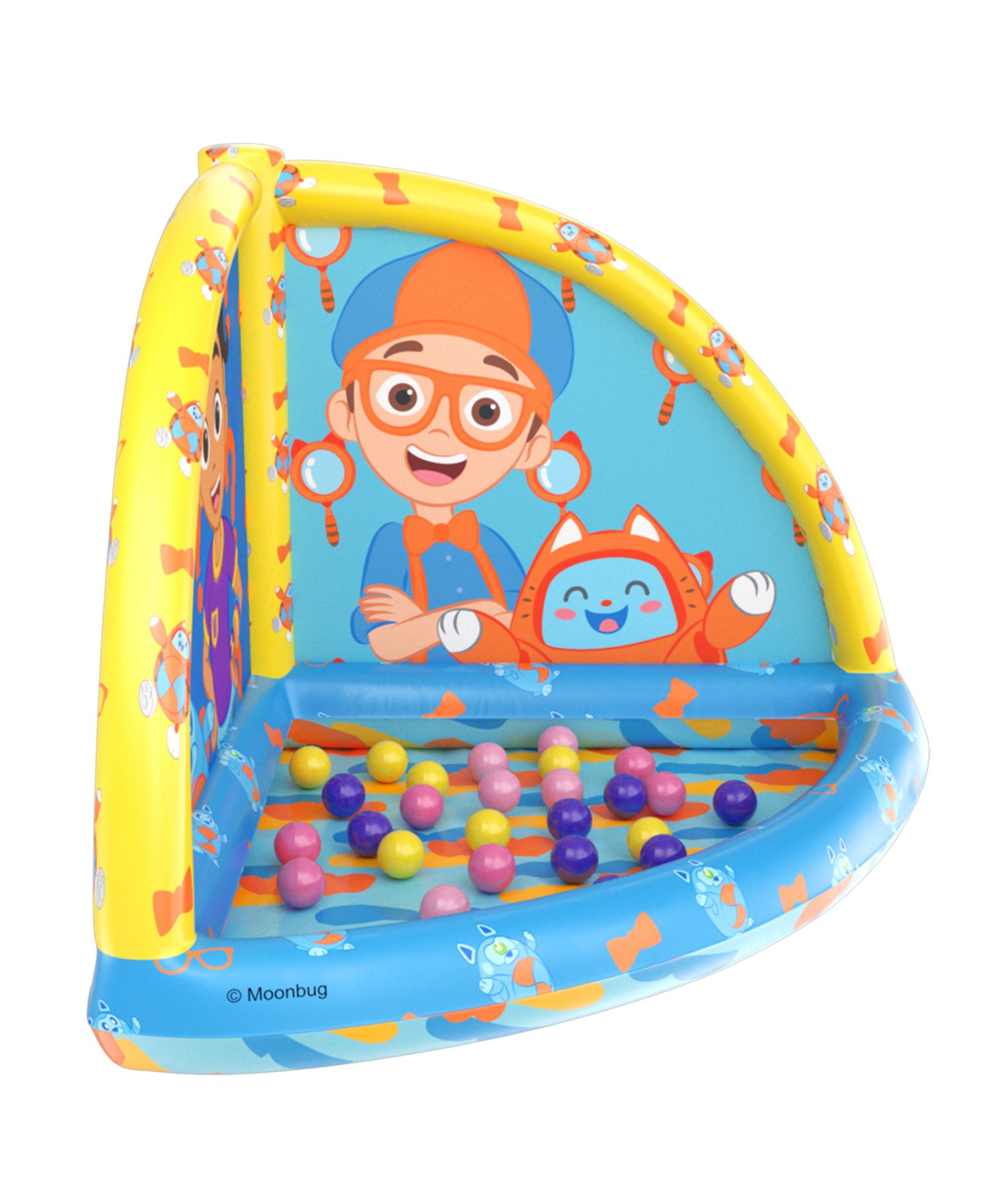 Детская игрушка World Tech Toys Moonbug Blippi Inflatable Quarter Circle Ball Pit with 20 Balls, Ages 3+ — фото 3