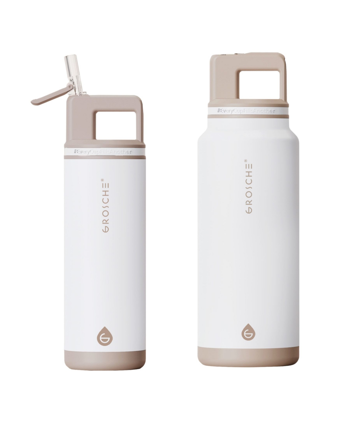Grosche Alpine Flip 'n Sip Insulated Water Bottle With Straw 2pk 20 oz + 40 oz In Black