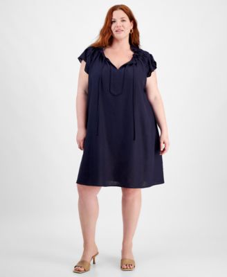 Robbie Bee - Plus Size Flutter-Sleeve A-Line Dress