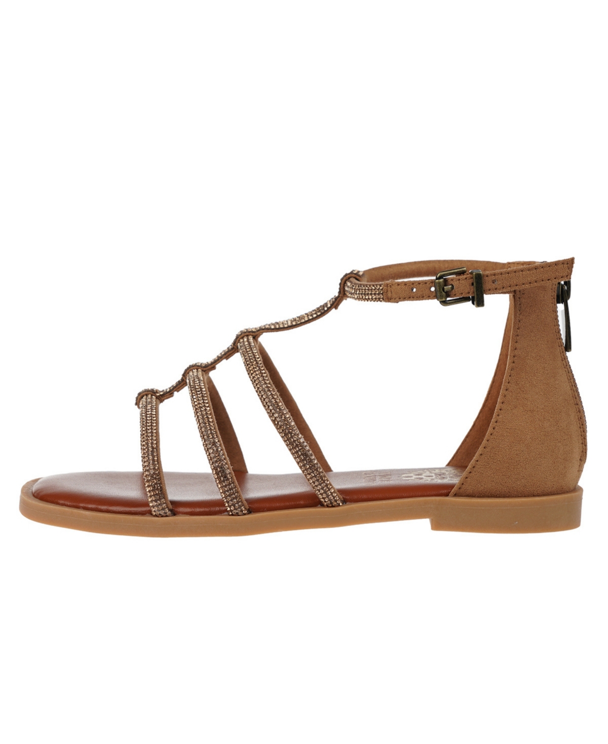 VINCE CAMUTO BIG GIRL'S FASHION SANDAL WITH MICRO STONE STRAPPY UPPER GLASS STONES/POLYESTER SANDALS 