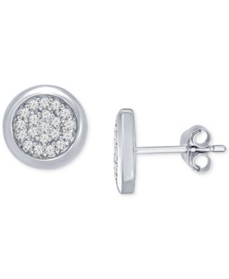 Men's Black Diamond Circle Cluster Stud Earrings (1/3 ct. t.w.) in Sterling Silver (Also in White Diamonds)