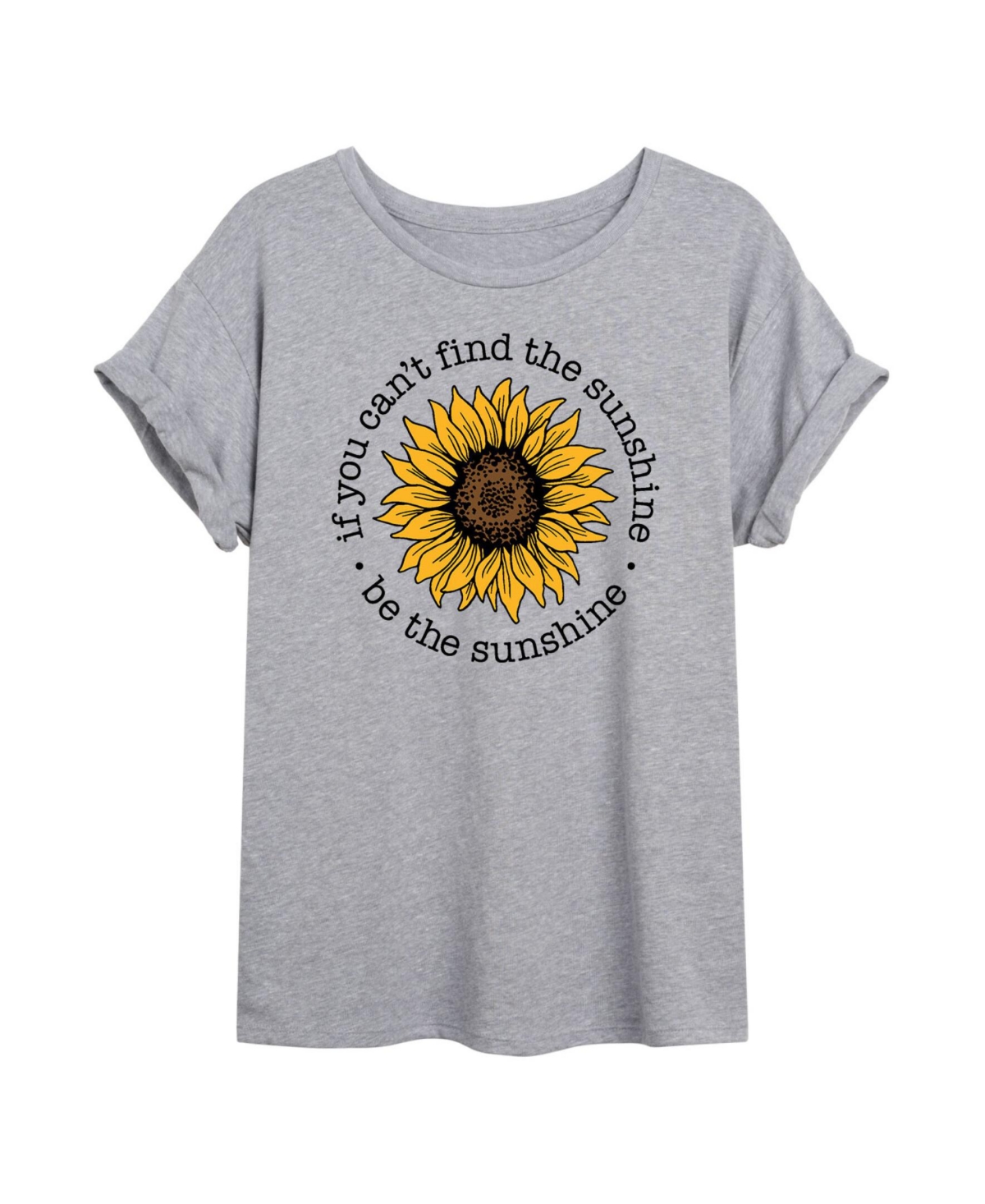 Good Vibes Llc Hybrid Apparel Trendy Juniors Sunshine Graphic Oversized Tee In Grey
