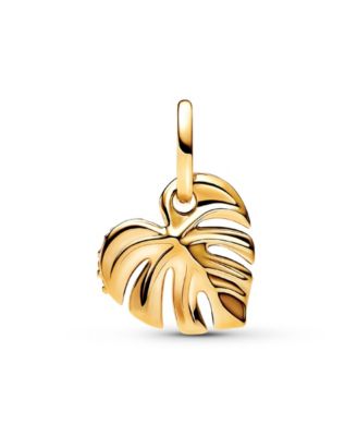 14K Gold-Plated Sparkling Monstera Leaf Dangle Charm