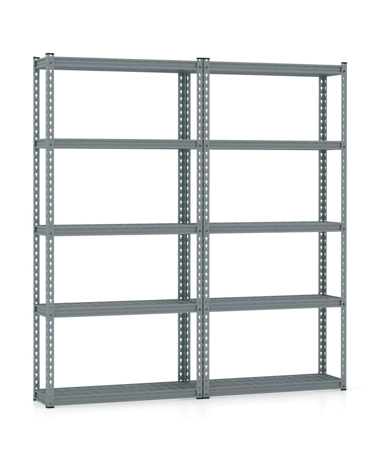 4 Pcs 5-Tier Heavy Duty Storage Shelf Storage Utility Rack Shelf with Anti-tipping Device - Grey