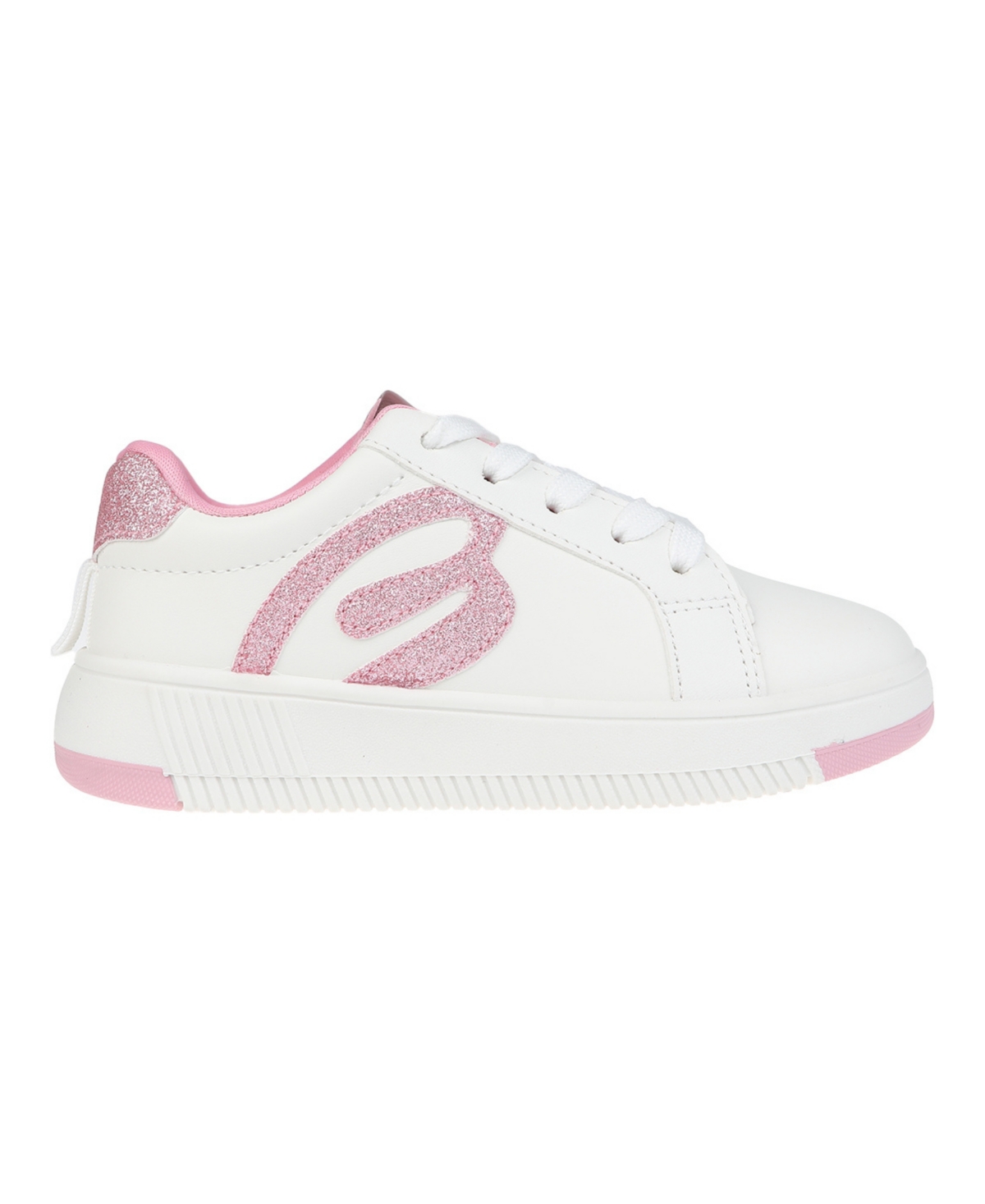 Bebe Little Girl's Court Sneaker With Glitter Applique And Counter Polyurethane Sneakers In Pink