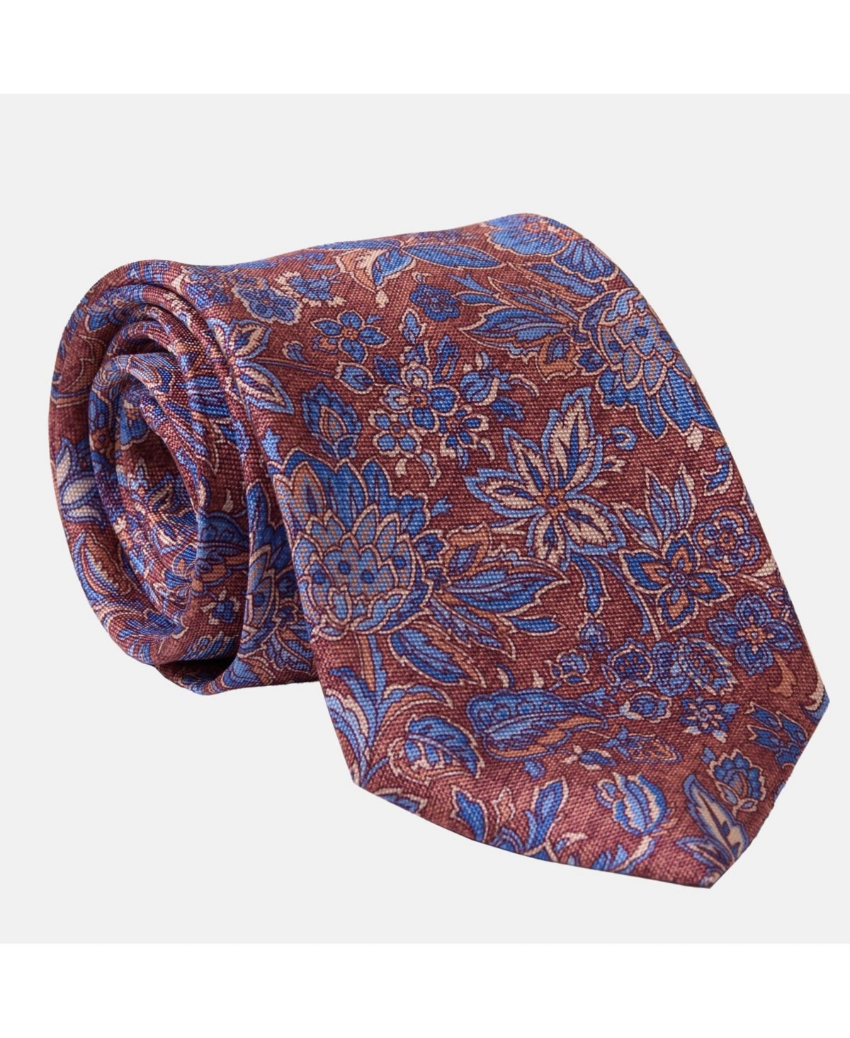 Big & Tall Catania - Extra Long Printed Silk Tie for Men - Blue  brick red