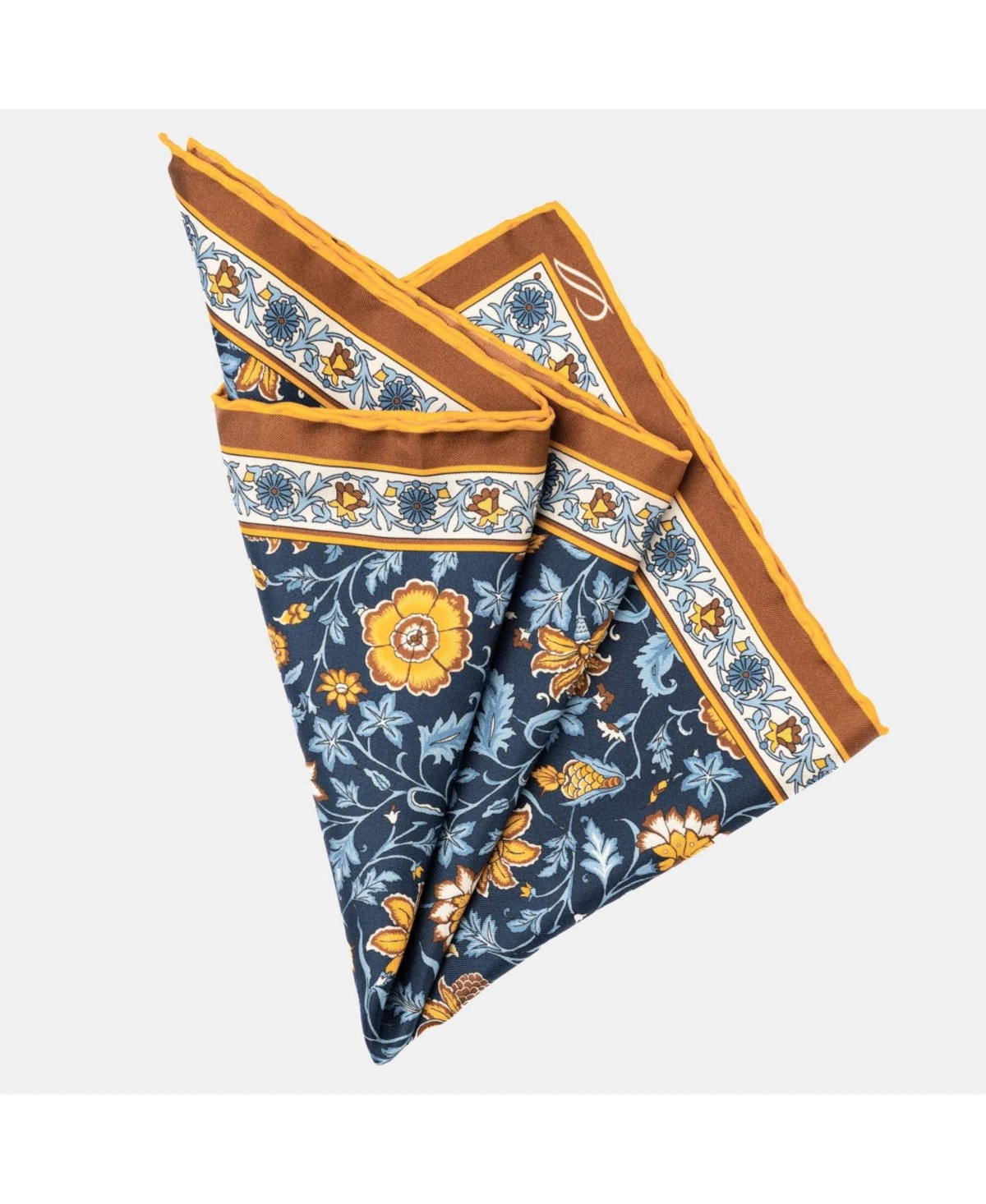 Elizabetta Men's Ibiza - Silk Pocket Square for Men - Navy and mustard