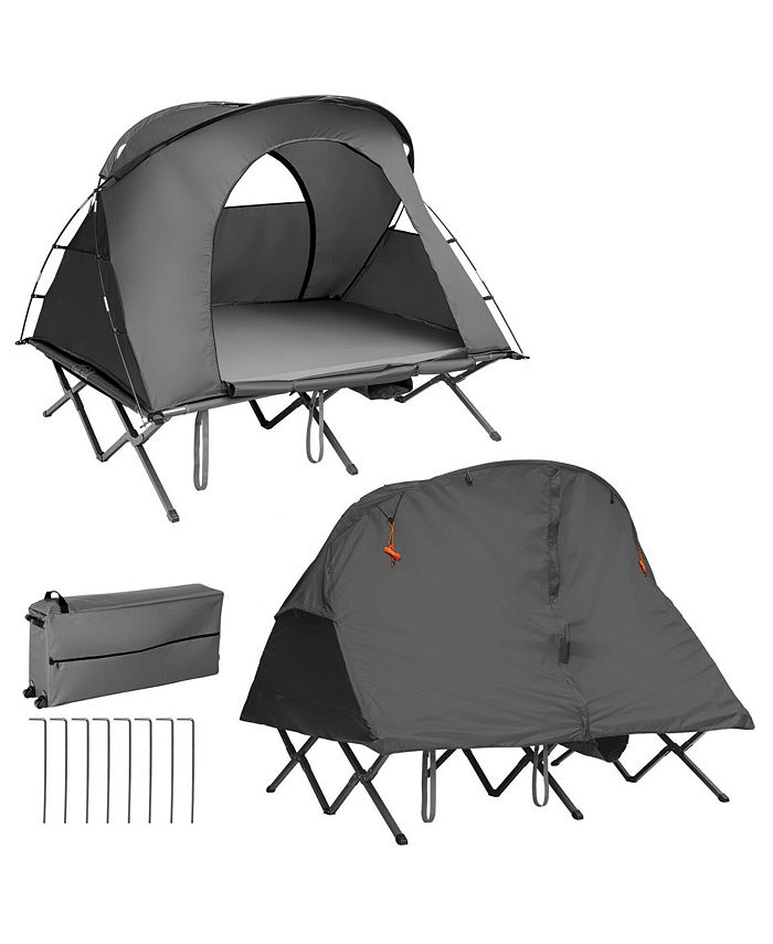 Gymax 2-Person Outdoor Camping Tent Cot Compact Elevated Tent Set W ...