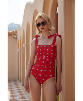 Women's Red Coral Reversible One-Piece Swimsuit