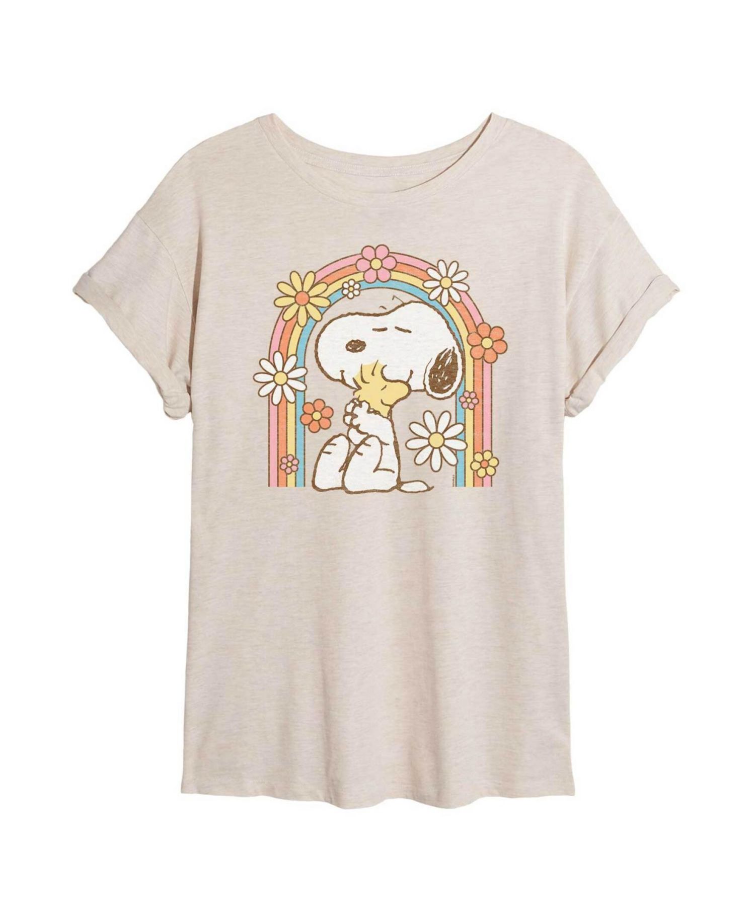 Trendy Juniors Peanuts Floral Graphic Oversized Tee