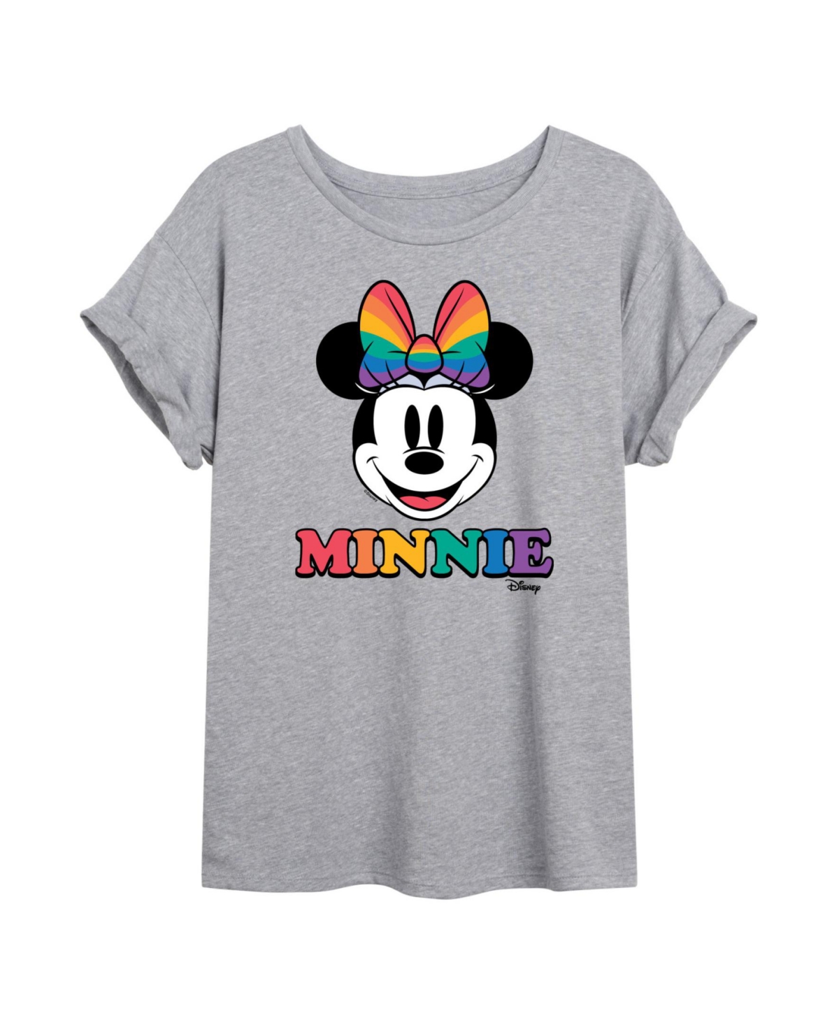 Trendy Juniors Minnie Mouse Pride Graphic Oversized Tee - Heather Grey