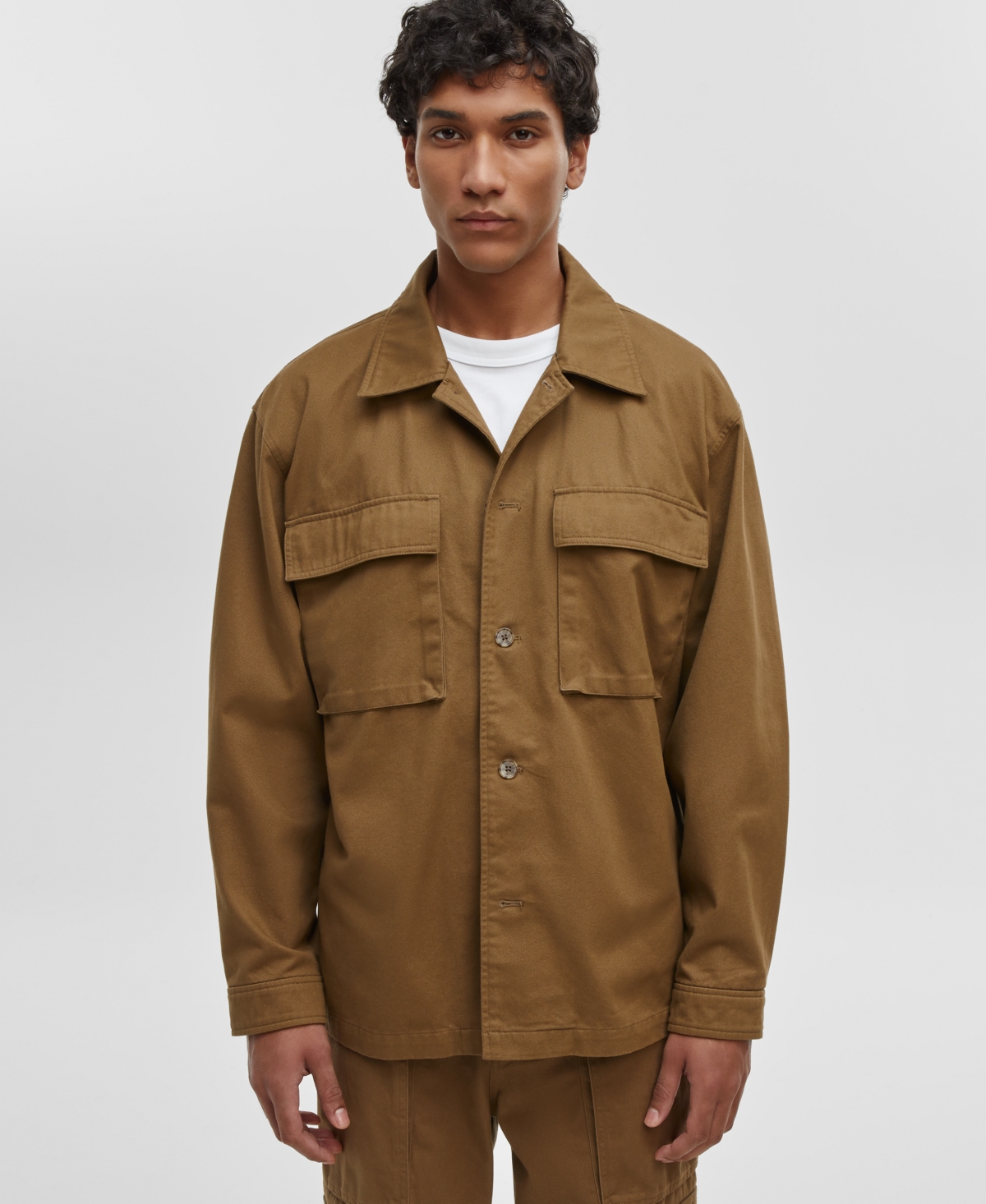 Men's Relaxed-Fit Utility Shirt Jacket, Created for Macy's - Army Brown