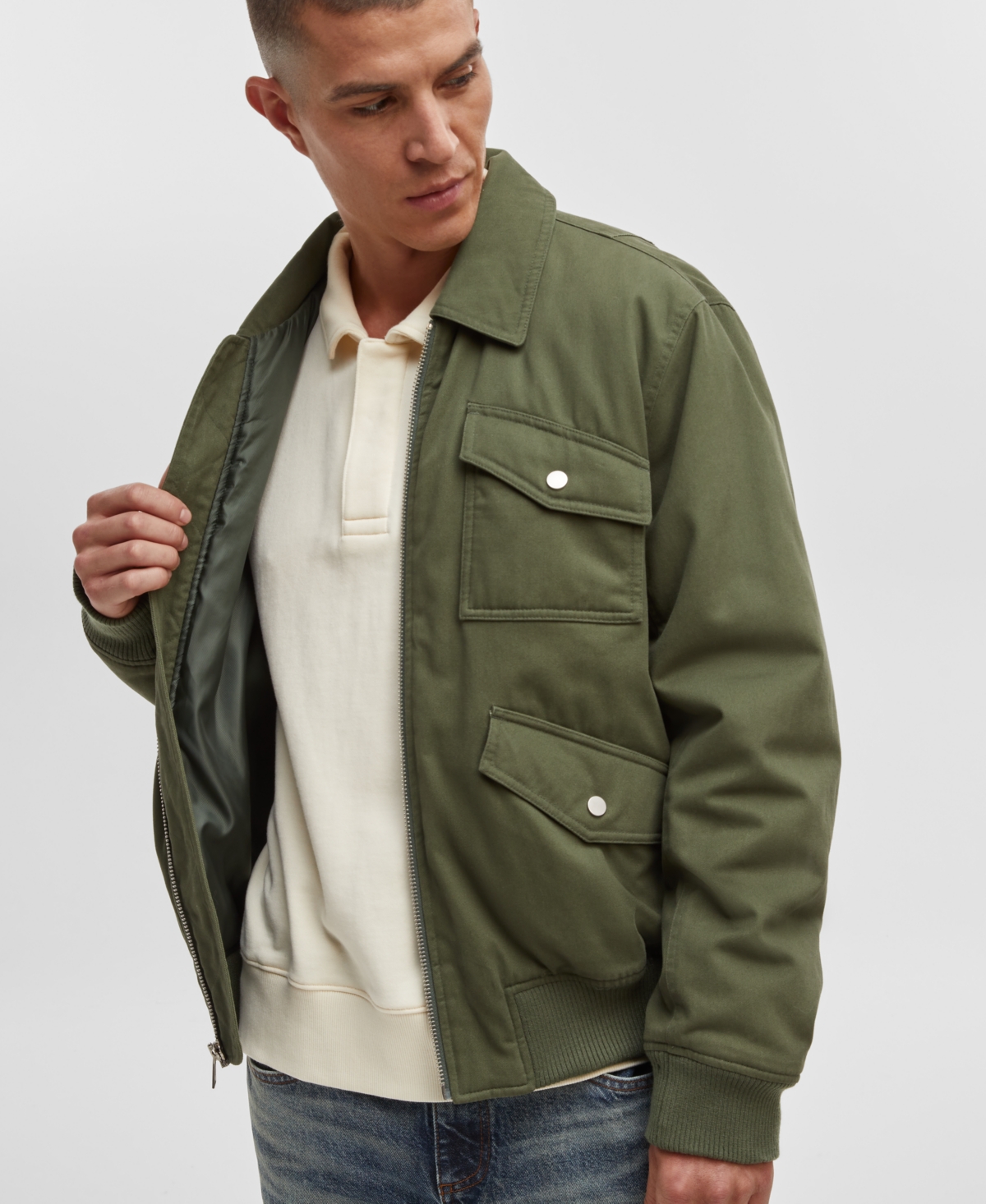 MODE OF ONE MEN'S MULTI POCKET BOMBER JACKET, CREATED FOR MACY'S 