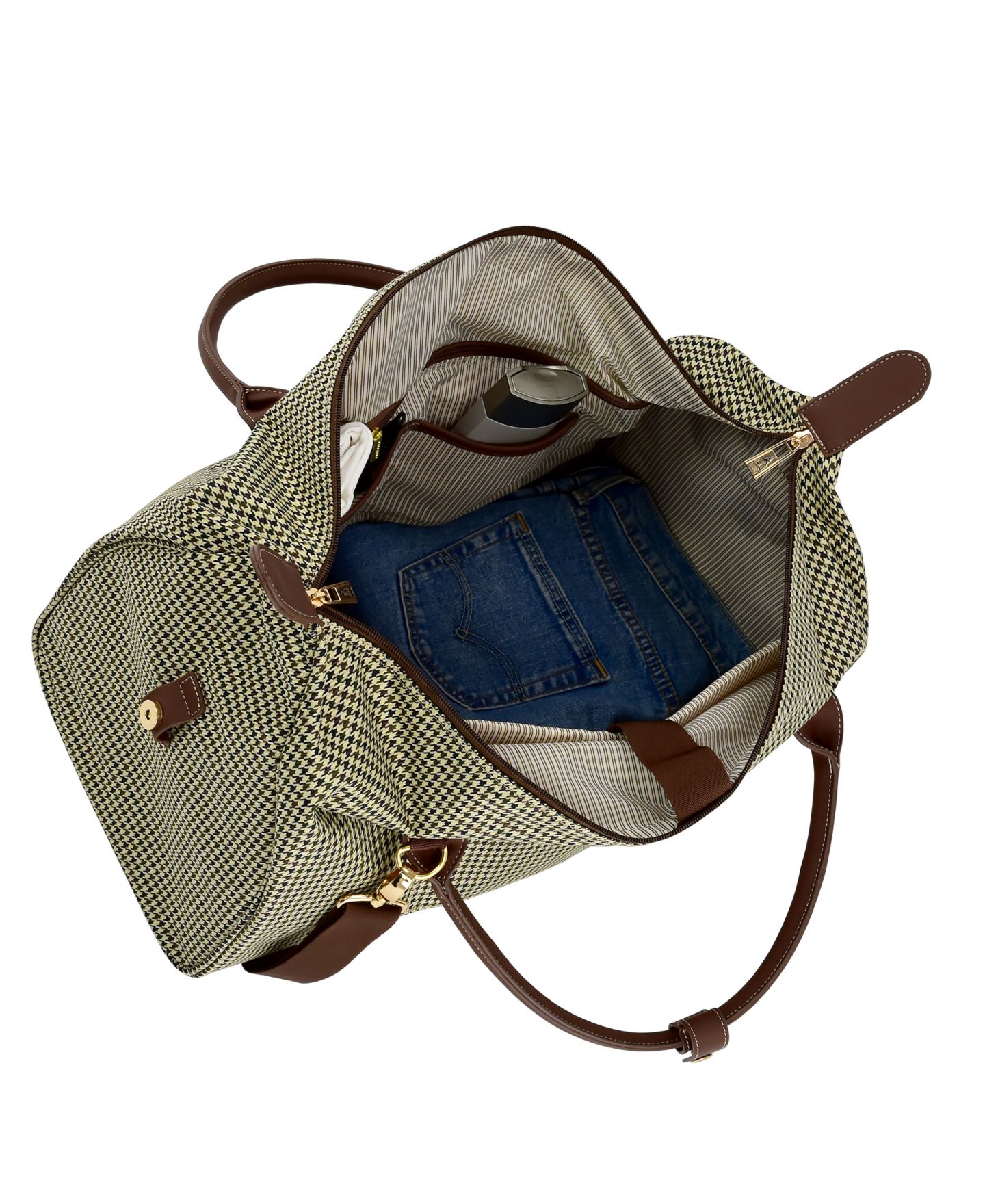 Сумка London Fog Cambridge 20" Duffel, цвет: Чёрный белая гусиная лапка — фото 5
