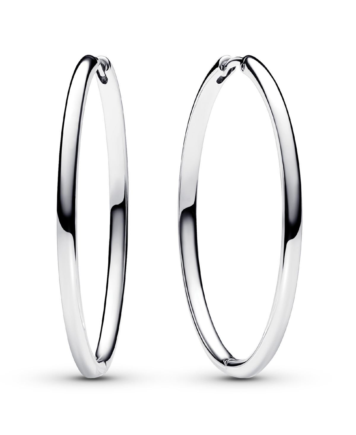 Pandora Sterling Silver 40 Mm Charm Hoop Earrings In Metallic