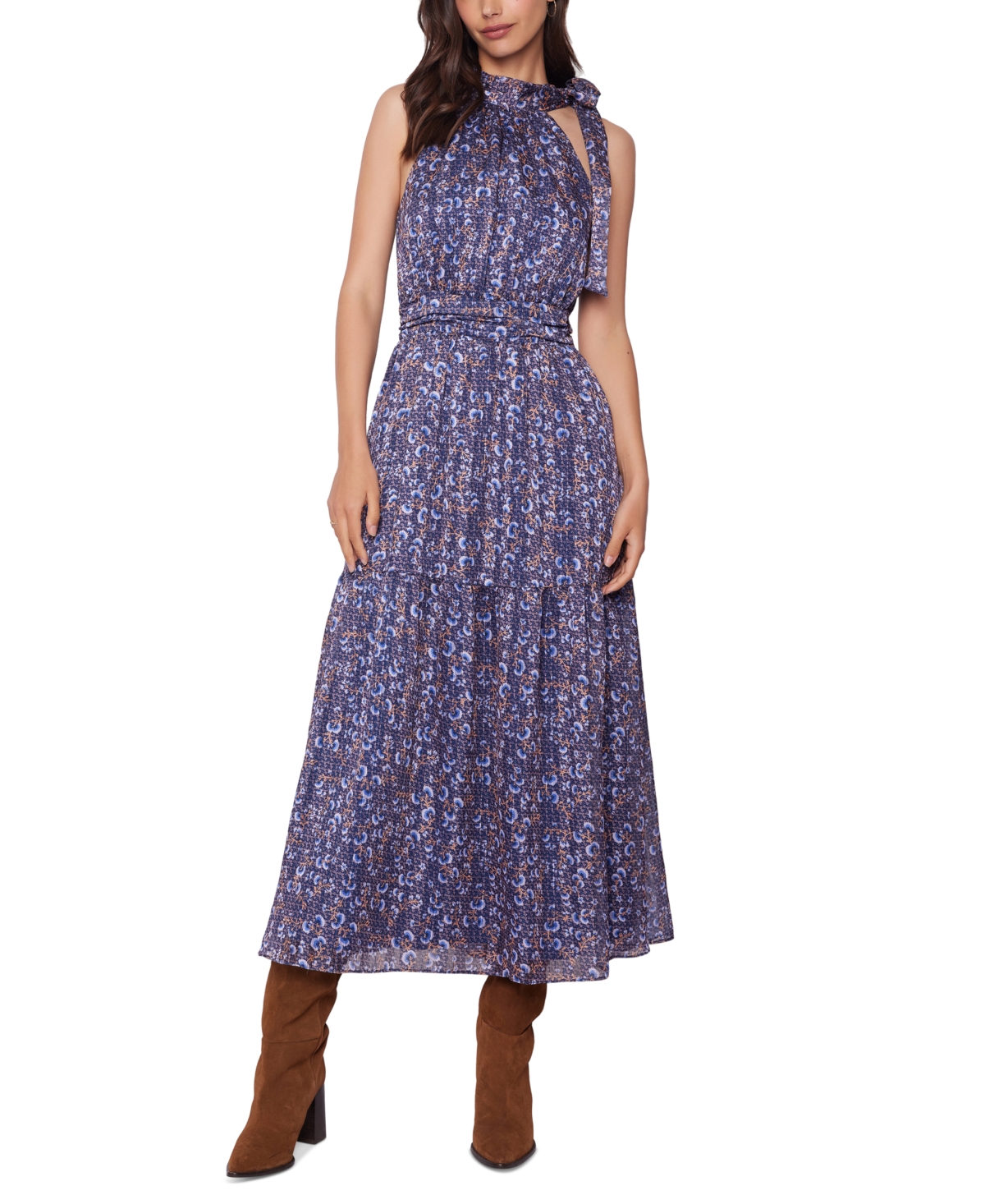Women's Water Lily Maxi Dress - Purple Floral