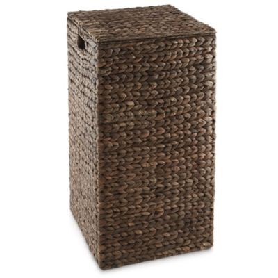 Laundry Hamper with Lid and Removable Liner Bag - Natural, Woven Water Hyacinth Square Laundry Basket for Clothes