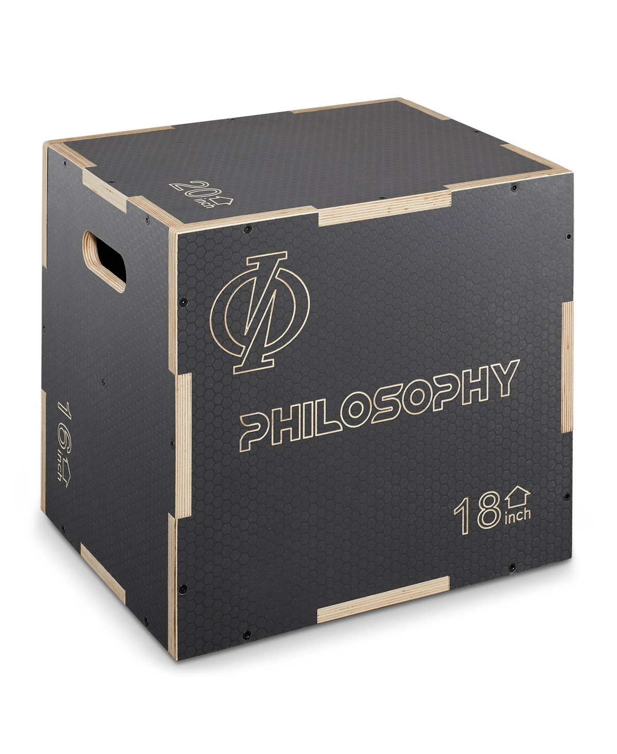 3 in 1 Non-Slip Wood Plyo Box, 20" x 18" x 16", Gray, Jump Plyometric Box for Training and Conditioning - Grey
