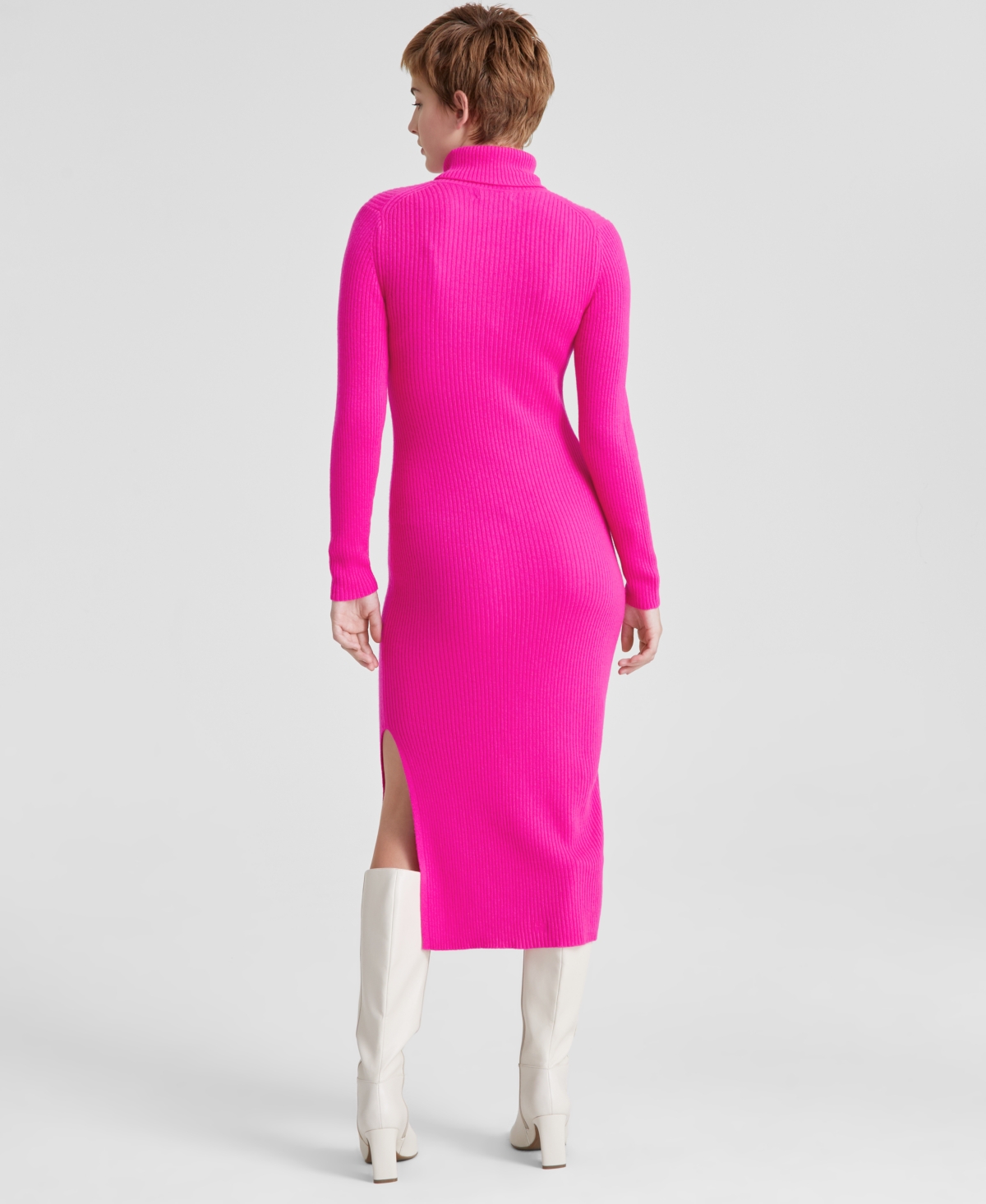 Charter Club Women's Petite 100% Cashmere Turtleneck Midi Sweater Dress, Created for Macy's