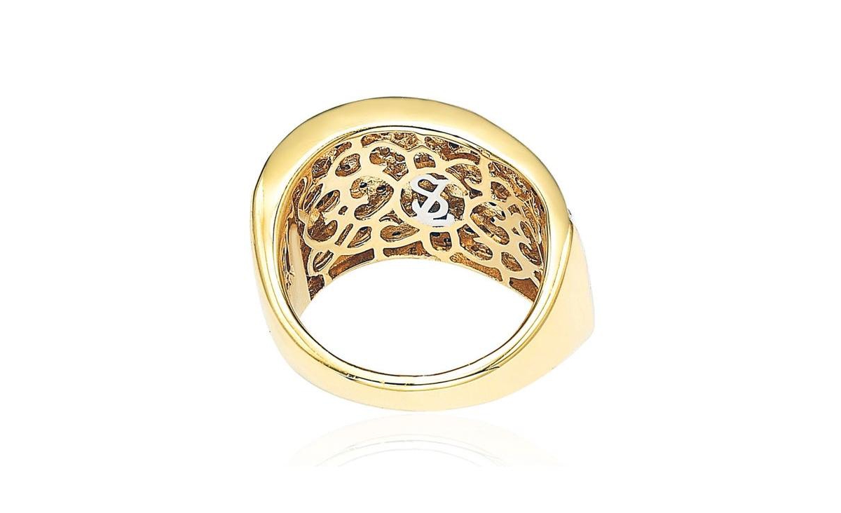 Suzy Levian New York Suzy Levian Sterling Silver Cubic Zirconiaand White Leaf Ring - Brown