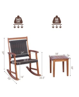 3PCS Patio Rocking Chair & Table Set Outdoor Conversation Bistro Set