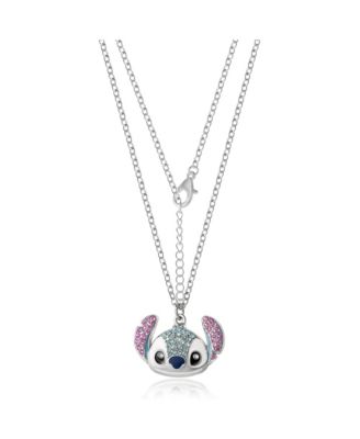 Lilo and Stitch Fashion Stitch Pave Pendant Necklace, 16+3" Silver Chain