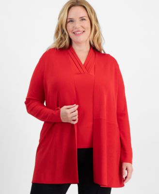 Anne Klein Plus Size Monterey Open-Front Cardigan