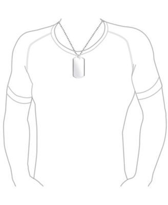 X-Large Army Military Dog Tag Pendant Necklace Sterling Silver Long Bead Ball Chain 24 Inch