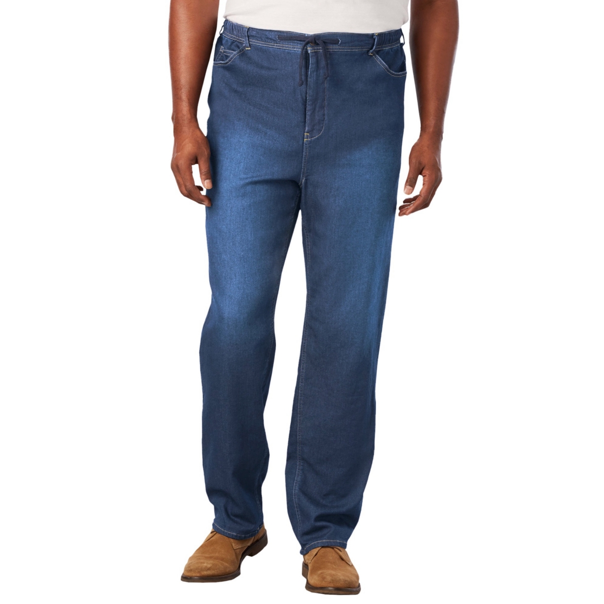 Big & Tall 5-Pocket Relaxed Fit Denim Look Sweatpants - Indigo