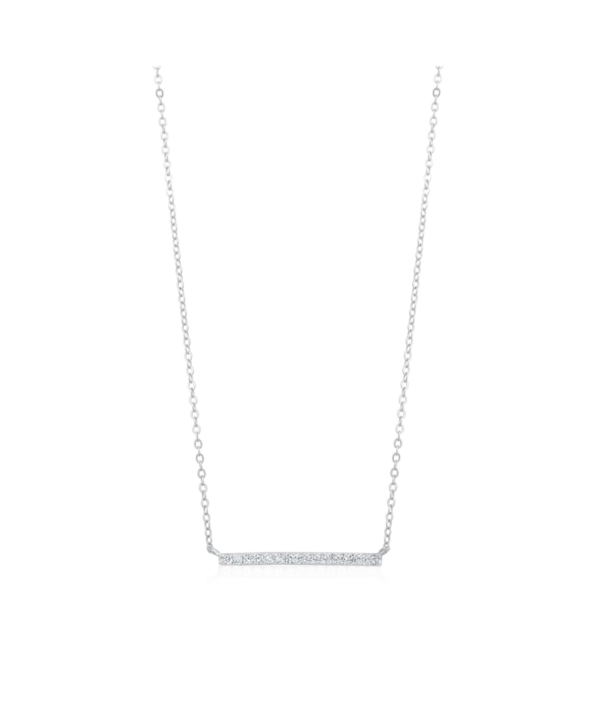 5A Cubic Zirconia Horizontal Bar Necklace - Silver