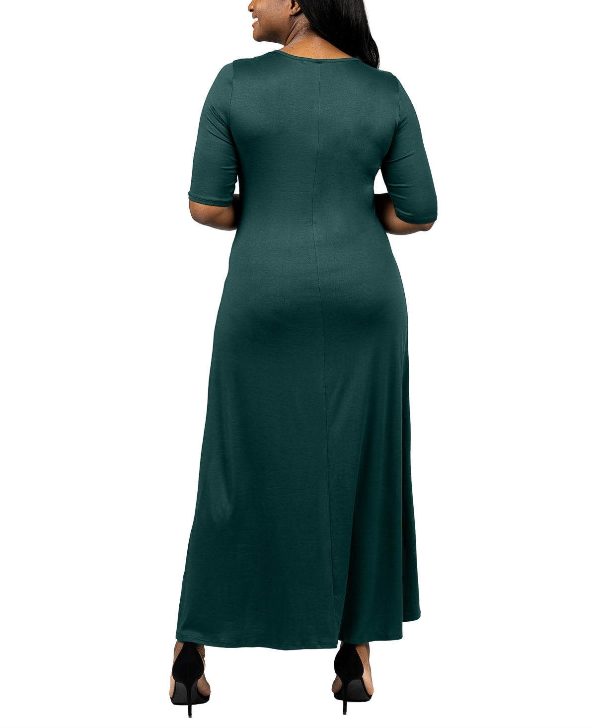 24seven Comfort Apparel Plus Size Elbow Length Sleeve Maxi Dress