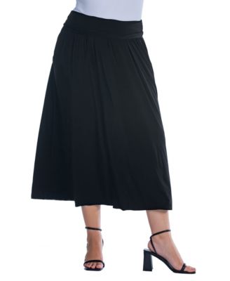 Plus Size Foldover Maxi Skirt With Pockets