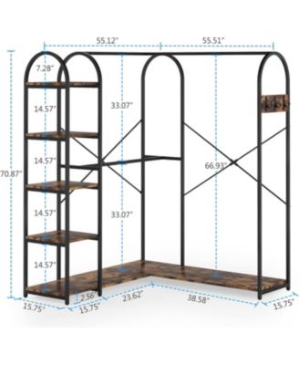 1Pc Metal & E1 Wood L-Shaped, Coat Hooks & Rotatable Desktop Garment Rack