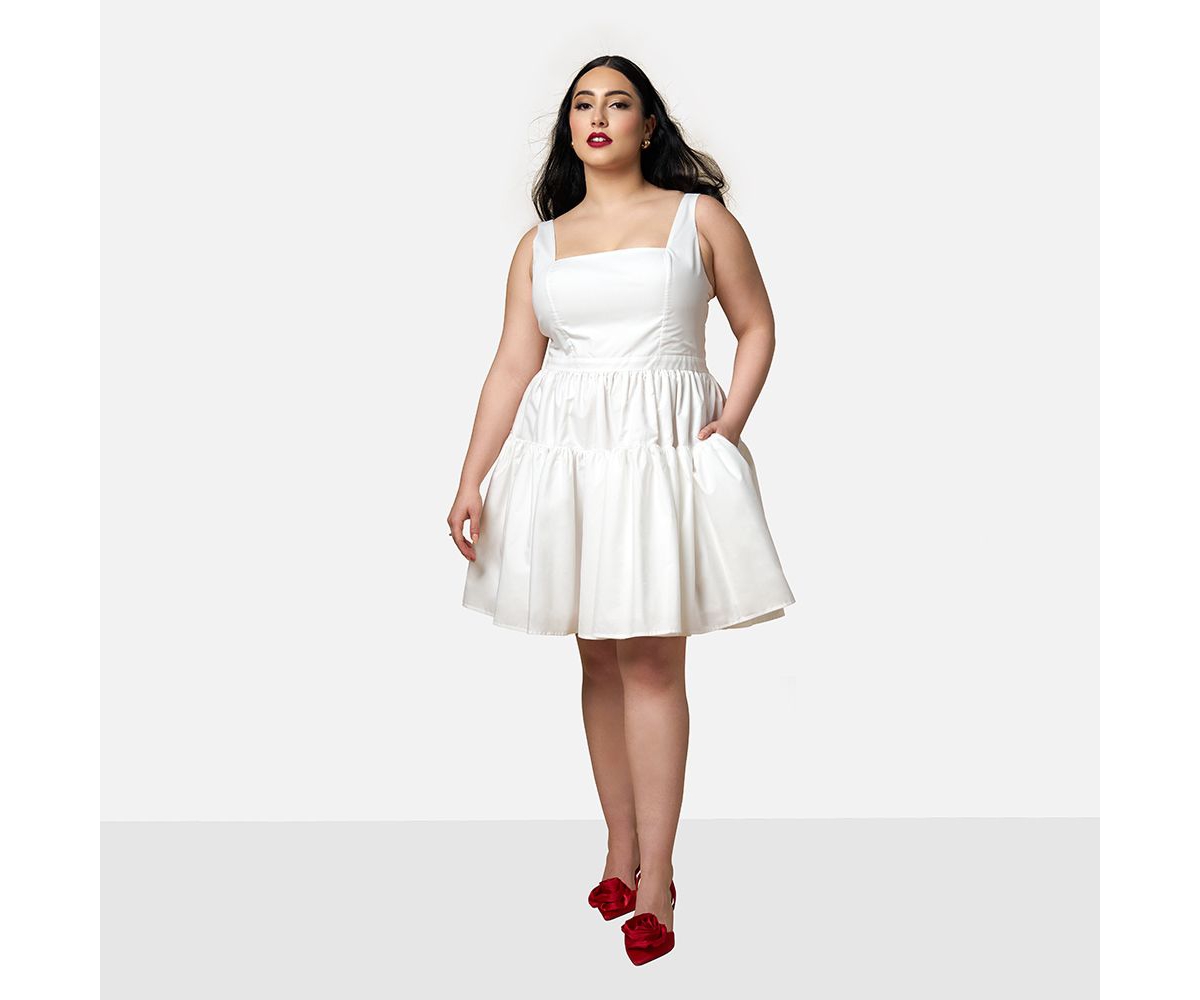 Rebdolls Plus Size Peony Corset Mini Skater Dress