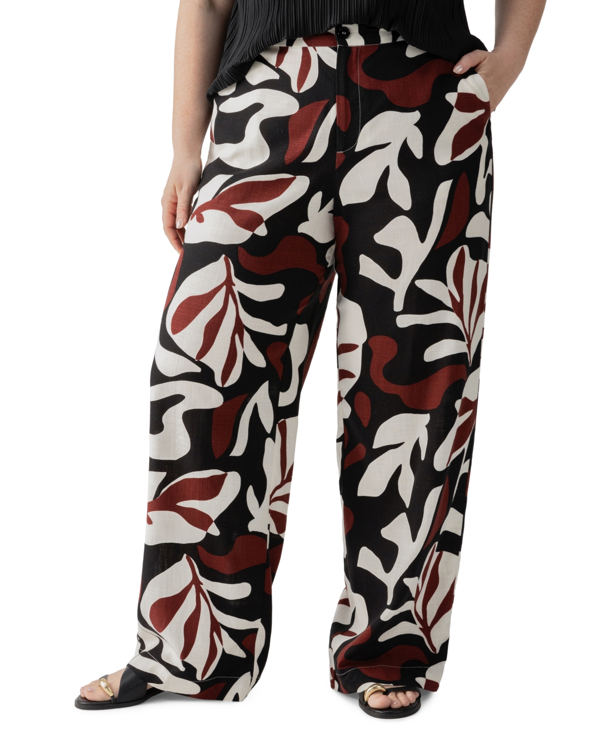 Sanctuary Women's The Soft Linen-Blend Printed High Rise Pants