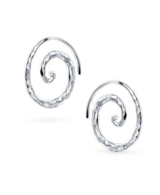 Boho Geometric Hoop Huggie Earrings 14K Gold Plated Sterling Silver Spiral Design